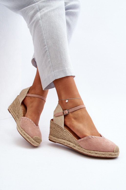 Espadrillas sandalo in camoscio rosa Raylin