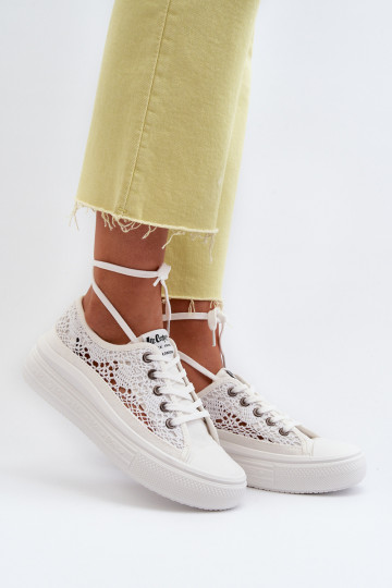 Scarpe per il tempo libero con motivi in pizzo di colore bianco Lee Cooper