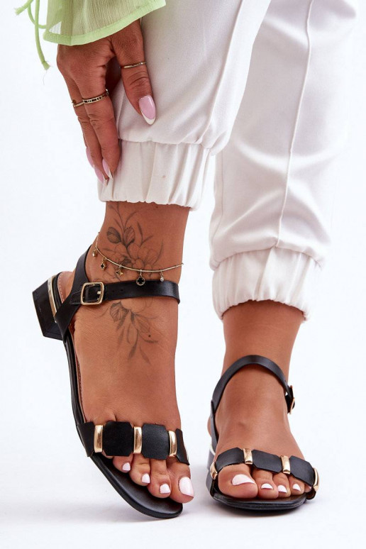 Sandali da donna con tacco decorato in colore nero Adissa