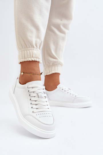 Scarpe da ginnastica modello scarpe in pelle naturale colore bianco Dimpna