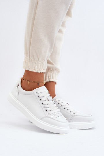 Scarpe da ginnastica modello scarpe in pelle naturale colore bianco Dimpna 2