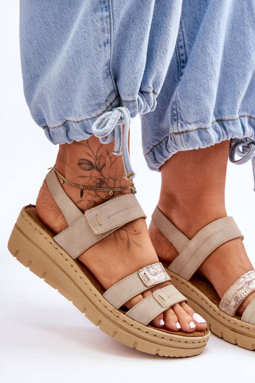 Sandali con chiusure adesive beige Fresh Look