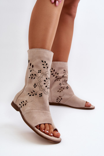 Zazoo Sandali in camoscio con tacco di colore beige