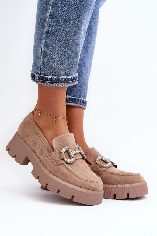 Mocassini con ornamenti colore beige...