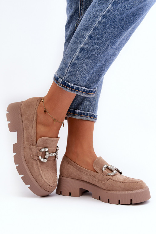 Mocassini con ornamenti colore beige...