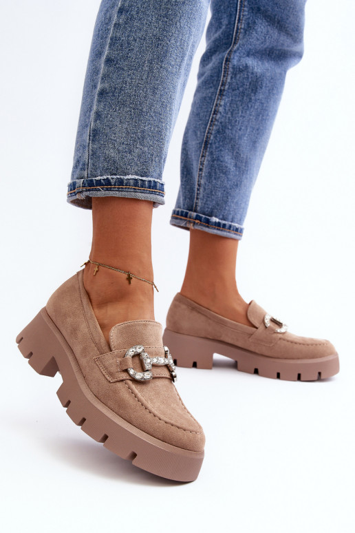 Mocassini con ornamenti colore beige...