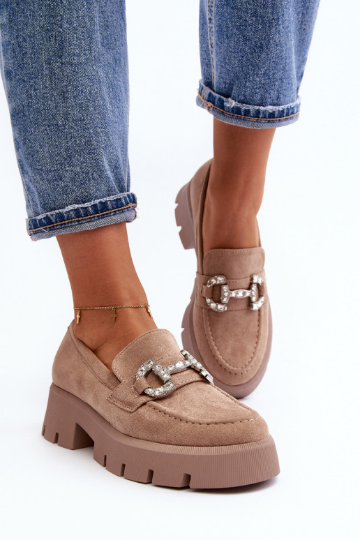 Mocassini con ornamenti colore beige...