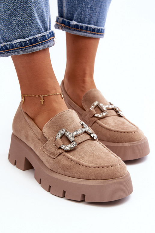 Mocassini con ornamenti colore beige...