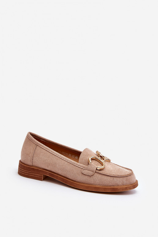 Eleganti mocassini in pelle scamosciata con ornamenti beige Echonesa