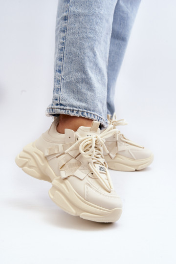 Scarpe modello sneakers con suola massiccia alla moda beige Windamella 2