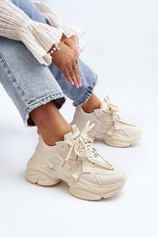 Scarpe modello sneakers con suola massiccia alla moda beige Windamella