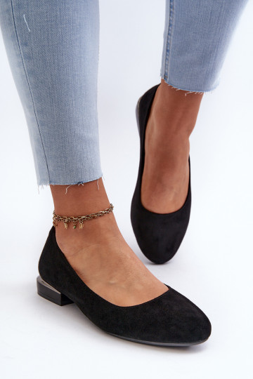 Scarpe con tacco basso da donna in camoscio di colore nero di Sergio Leone