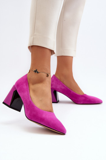 Scarpe in camoscio con tacco colore rosa Allessyndra 2
