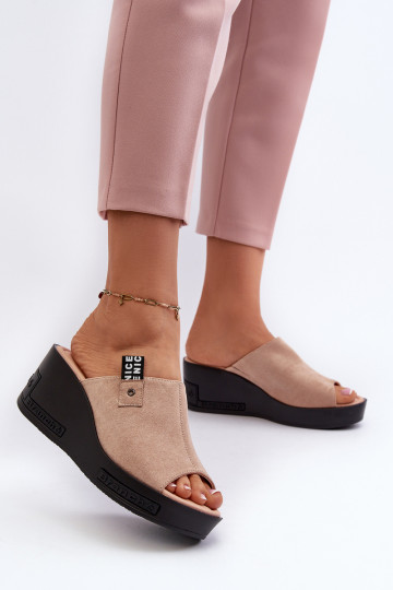 Ciabatte da donna beige Vleni
