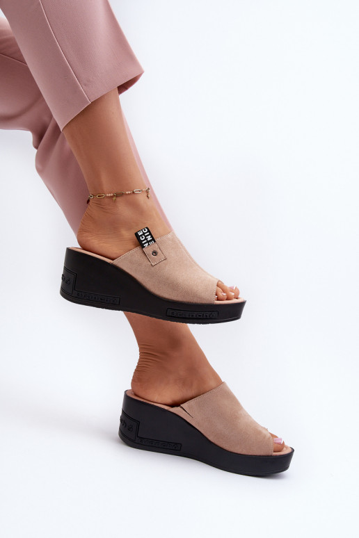 Ciabatte da donna beige Vleni