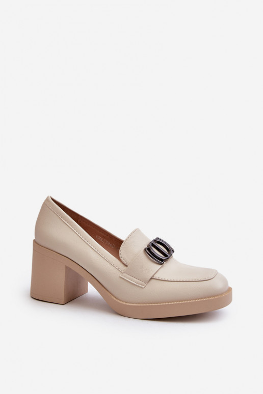 Scarpe con tacco con ornamenti beige Nedarea