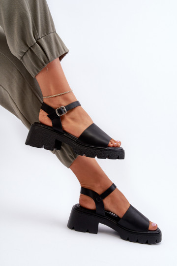 Sandali da donna con tacco largo colore nero Dottiassa 2