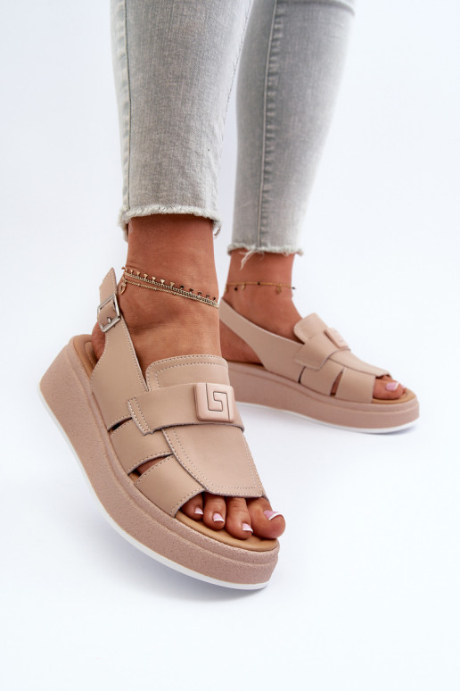 Sandali Vivitellia beige con plateau da donna