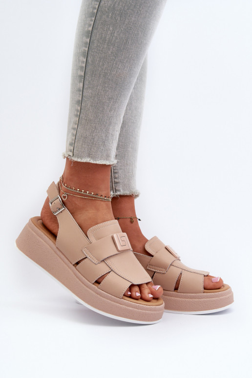Sandali Vivitellia beige con plateau da donna