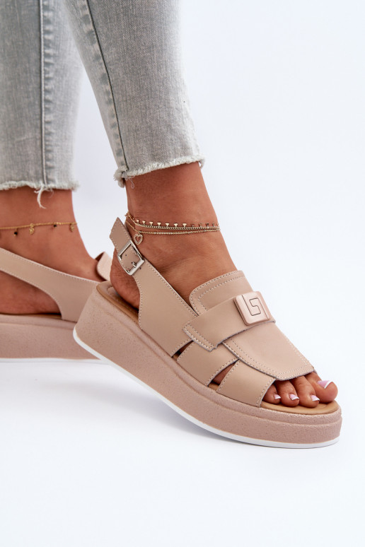 Sandali Vivitellia beige con plateau da donna