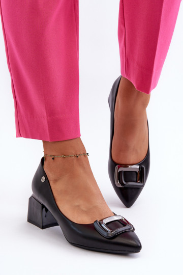 Scarpe col tacco con ornamenti in colore nero Sarala 2