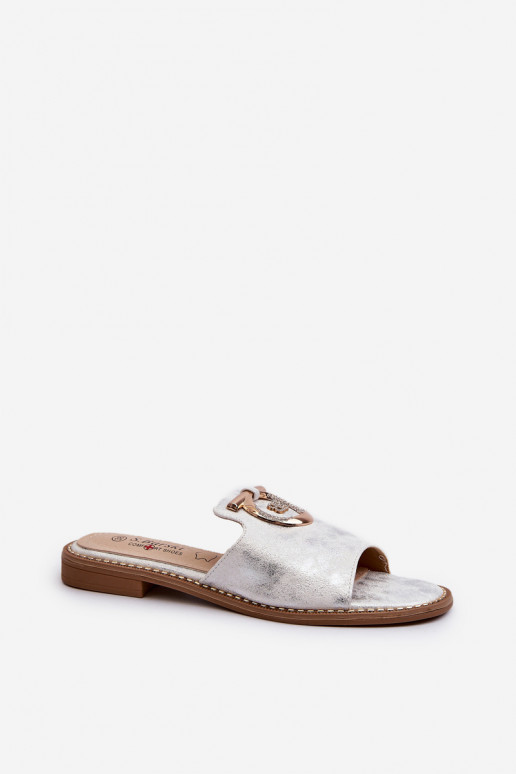Stile elegante con lucentezza Pantofole da donna con ornamenti in argento S.Barski