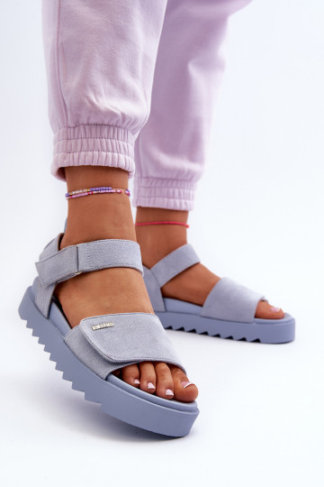 Sandali in camoscio con plateau Big Star colore blu