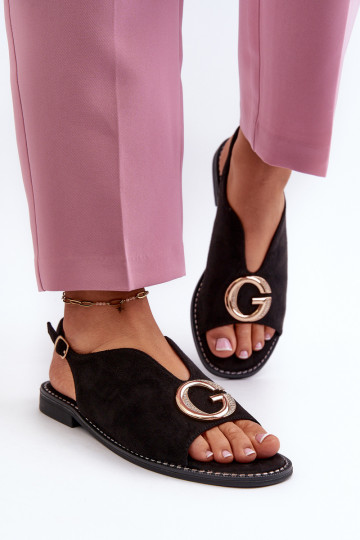 Sandali da donna in stile elegante con ornamenti in colore nero S.Barski