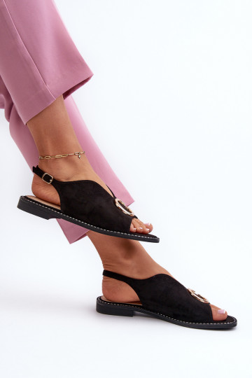 Sandali da donna in stile elegante con ornamenti in colore nero S.Barski 2