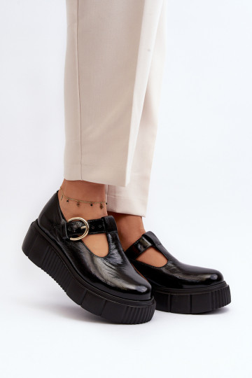 Scarpe con plateau in pelle...