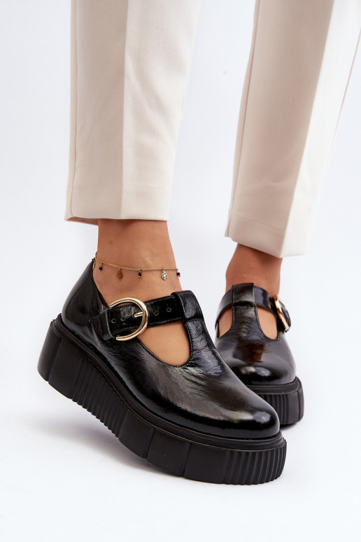 Scarpe con plateau in pelle verniciata Zazoo nere