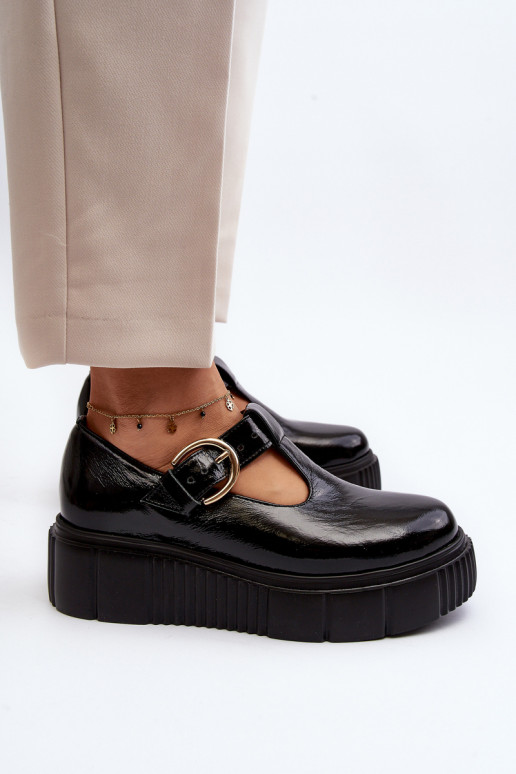 Scarpe con plateau in pelle verniciata Zazoo nere