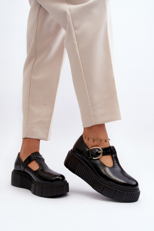 Scarpe con plateau in pelle verniciata Zazoo nere