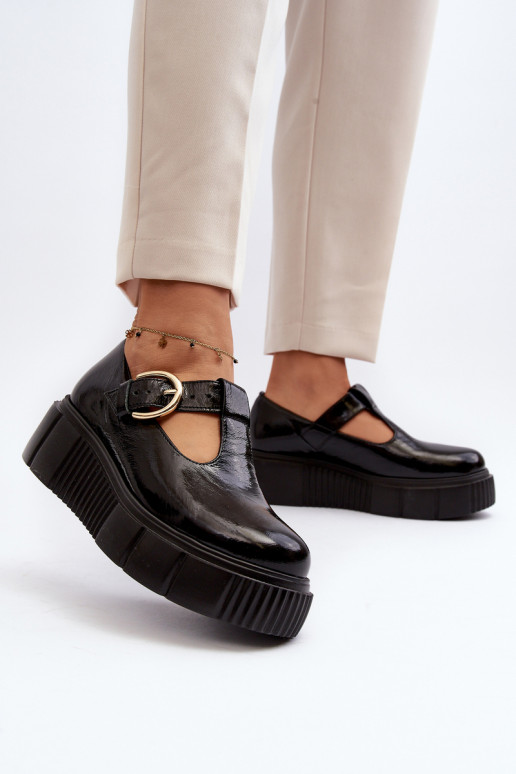 Scarpe con plateau in pelle verniciata Zazoo nere