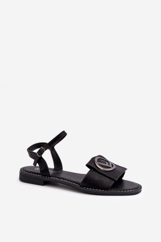 Sandali da donna con ornamenti in S.Barski nero