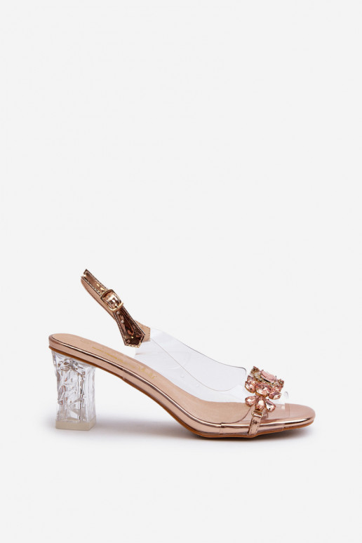 Sandali con tacco dallo stile elegante con bellissimi dettagli in oro rosa D&A