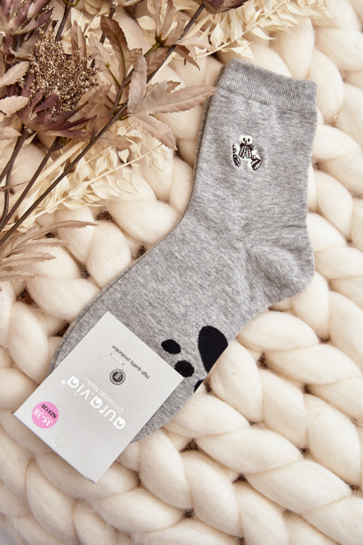 Calzini in cotone grigio chiaro con orsetti
