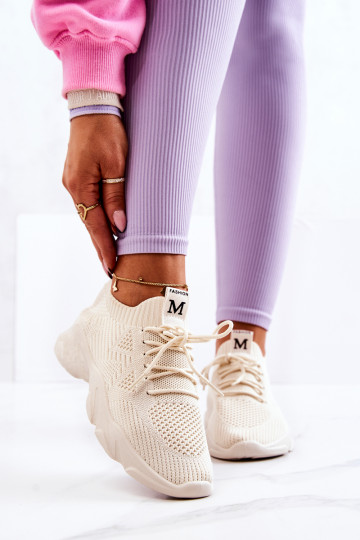 Scarpe modello sneakers in materiale colore avorio Nolene