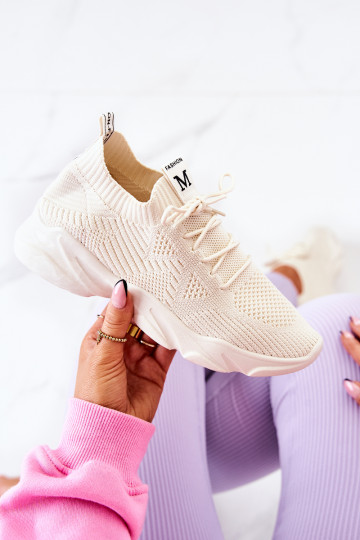 Scarpe modello sneakers in materiale colore avorio Nolene 2