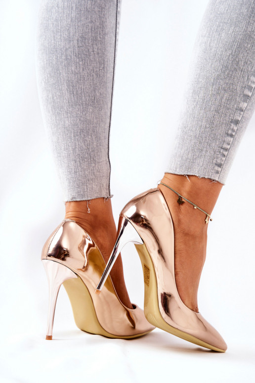 Eleganti scarpe con tacco effetto specchio nel colore oro rosa Adrinnah