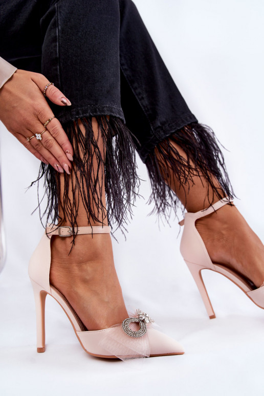 Stile elegante Scarpe con tacco sottile con nastri beige Hettie