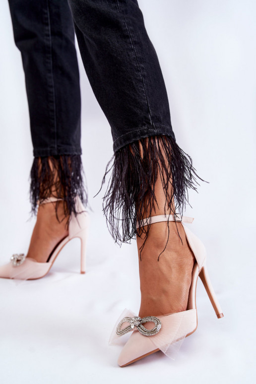 Stile elegante Scarpe con tacco sottile con nastri beige Hettie