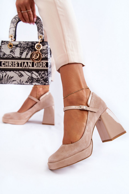 Scarpe in camoscio con tacco largo Tina beige