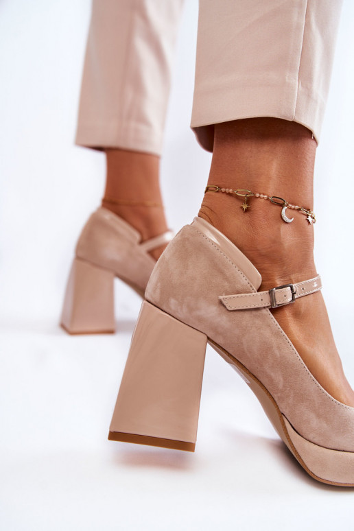 Scarpe in camoscio con tacco largo Tina beige
