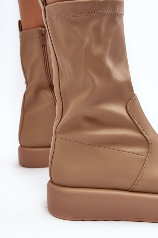 Stivali con plateau colore beige Algedi Stivali con plateau colore beige Algedi