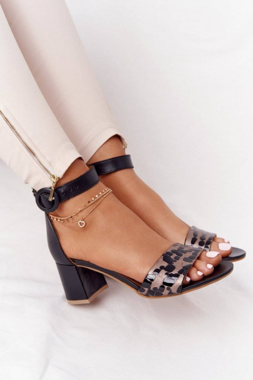 Sandali eleganti con tacco alto Nero e oro