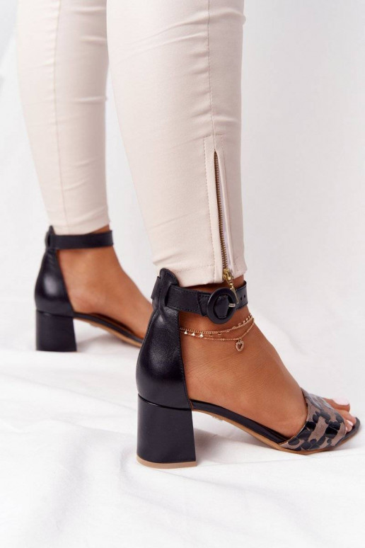Sandali eleganti con tacco alto Nero e oro