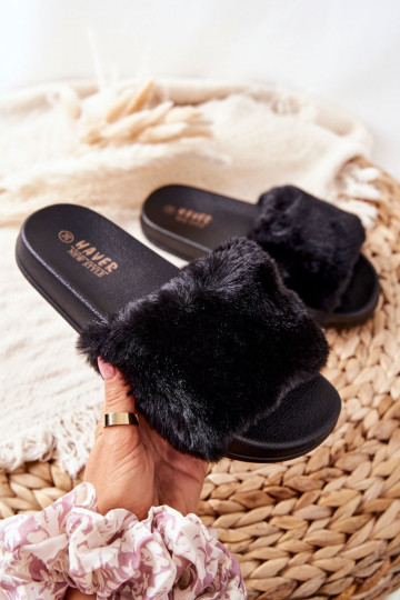 Pantofole con pelliccia in colore nero Belmondo 2