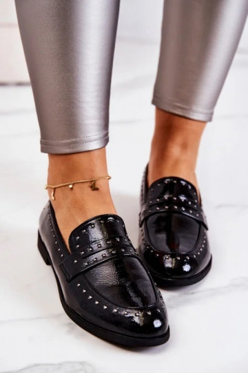 Mocassini da donna effetto vernice in colore nero Keelana