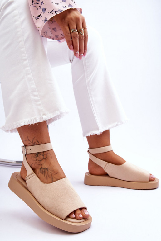 Comodi sandali da donna con plateau in colore beige Rubie